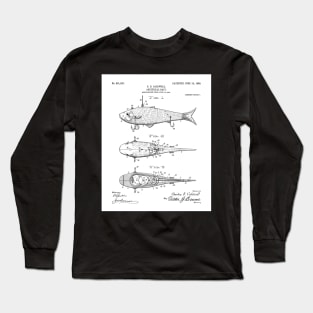 Fishing Lure Patent - Fisherman Outdoorsman Art - White Long Sleeve T-Shirt